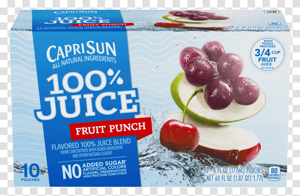 Capri Sun 100 Juice Fruit Punch, Plant, Food, Cherry, Grapes Transparent Png