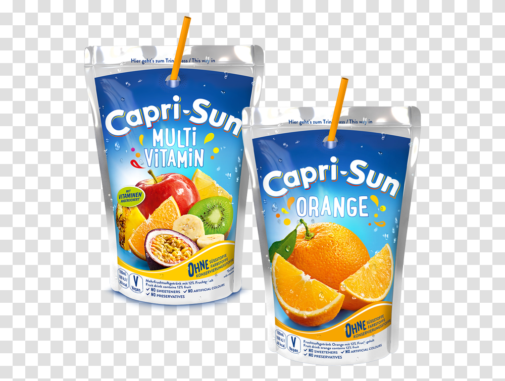 Capri Sun Multivitamin And Orange Capri Sun, Juice, Beverage, Drink, Citrus Fruit Transparent Png