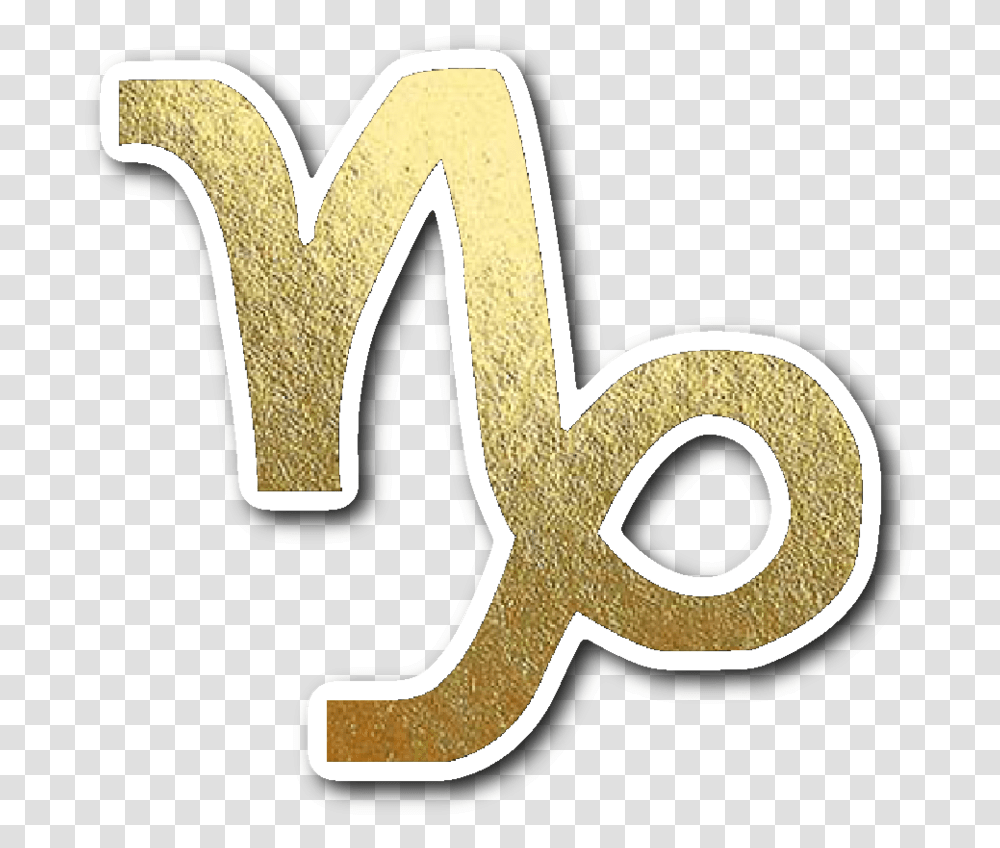 Capricorn Gold Sign Vinyl Sticker Capricorn Zodiac Symbol Gold, Text, Alphabet, Logo, Trademark Transparent Png