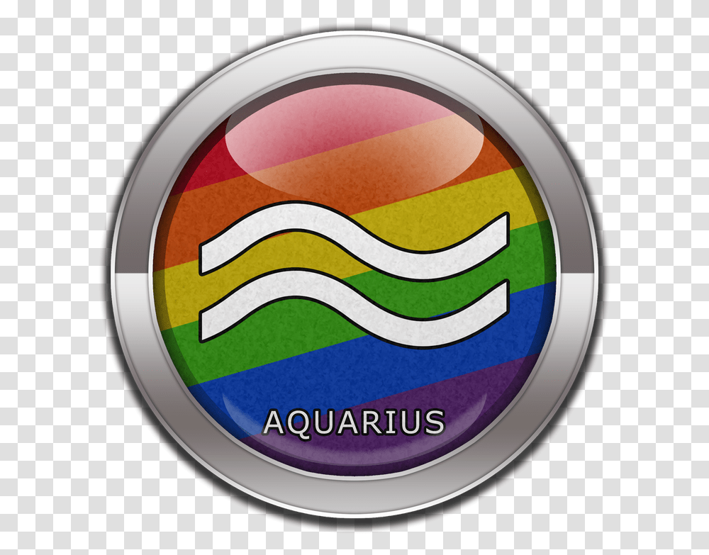 Capricorn Horoscope Symbol On Round Lgbt Rainbow Pride Rainbow Flag, Logo, Trademark, Emblem, Tape Transparent Png