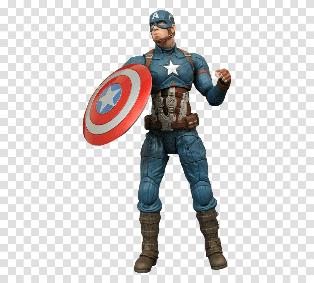 Captain America 7 Action Figure Marvel Select Civil War Captain America, Person, Human, Armor, Helmet Transparent Png