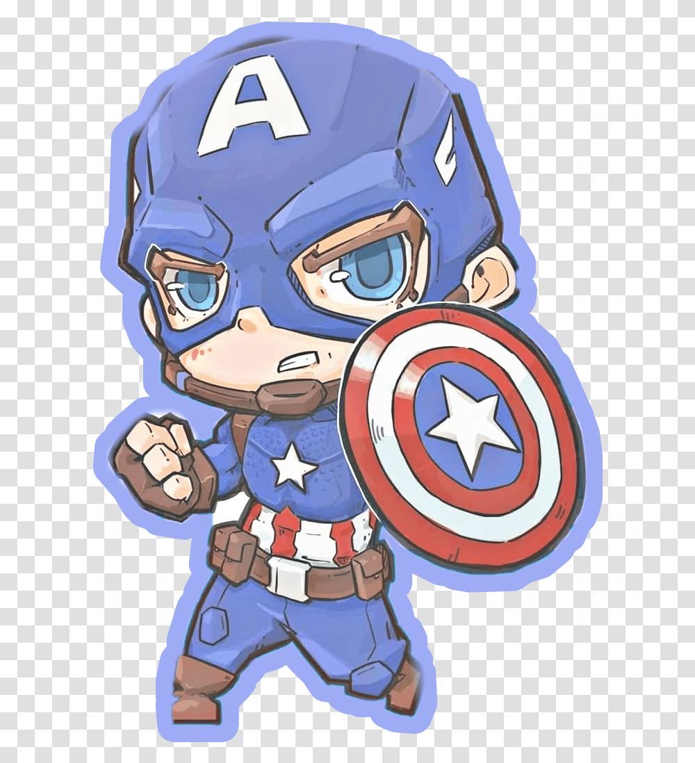Captain America Cartoon Chibi Avengers Endgame Captain America, Helmet, Apparel, Person Transparent Png