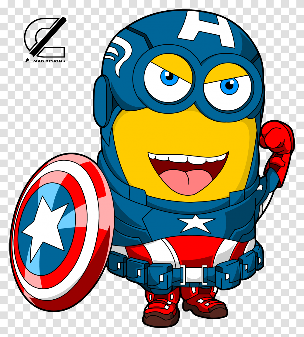 Captain America Cartoon Minion Captain America, Label, Sticker Transparent Png