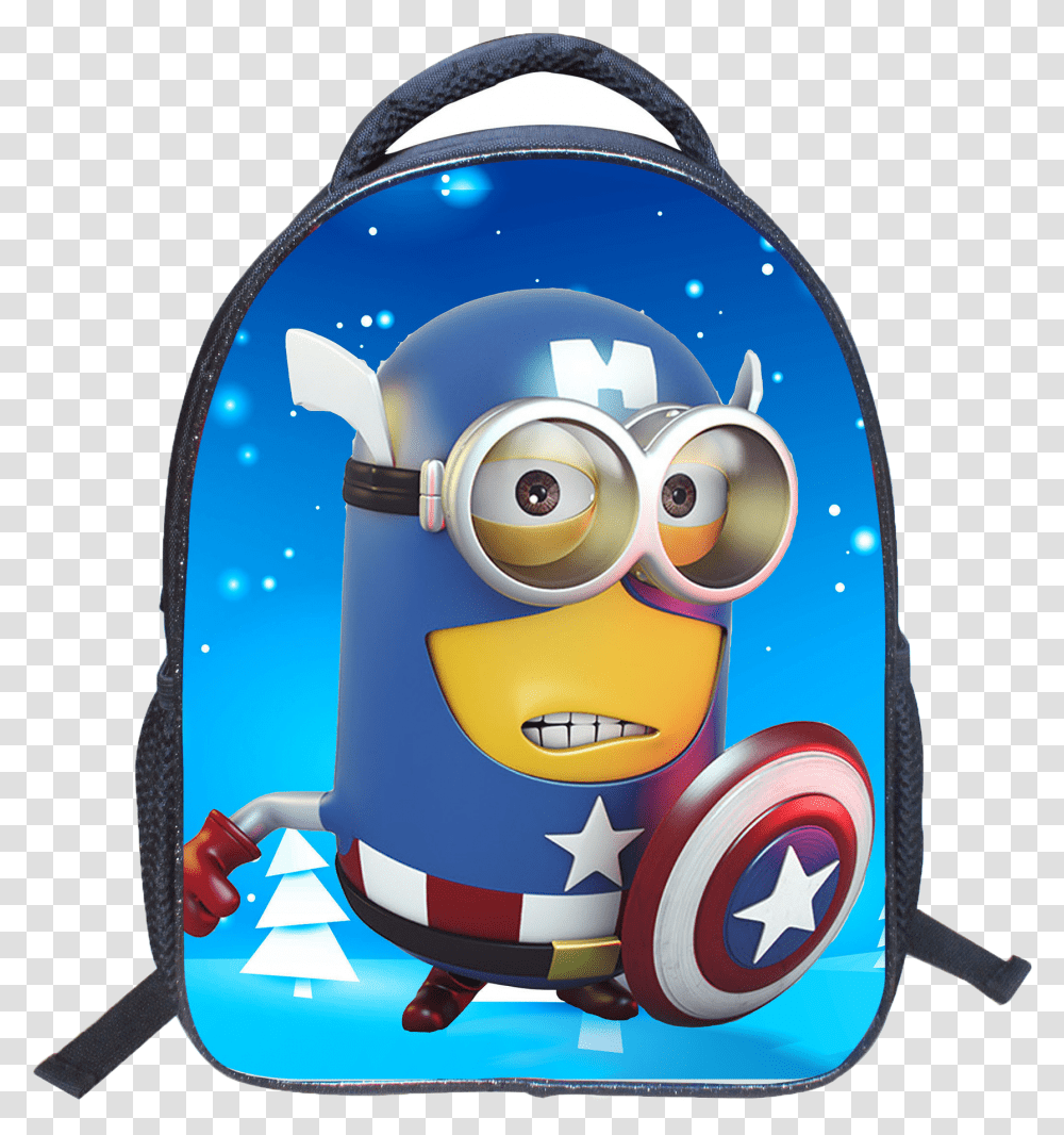 Captain America Minion Cake, Label, Backpack, Bag Transparent Png