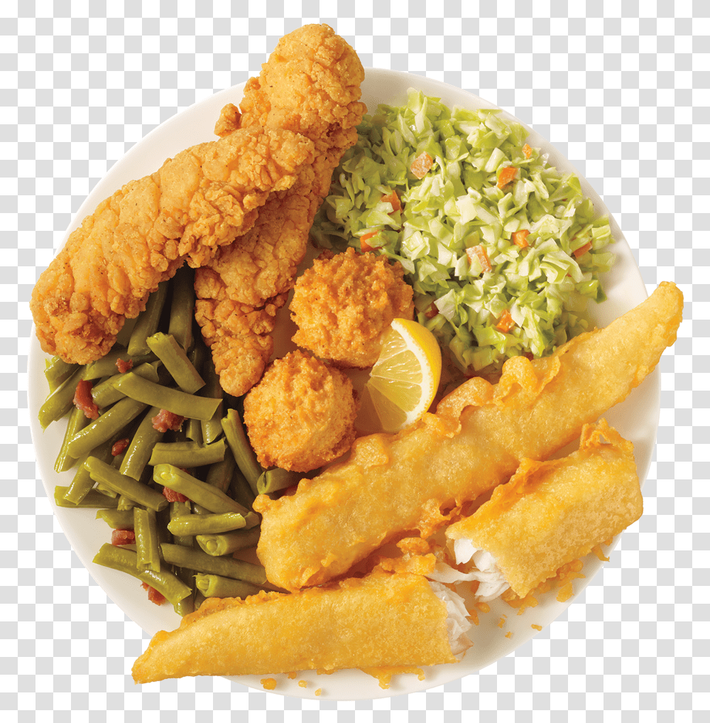 Captain D's Seafood Trio, Fried Chicken, Nuggets, Hot Dog, Burger Transparent Png