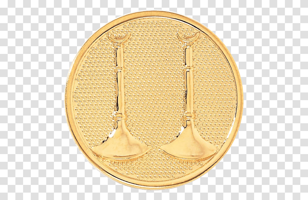 Captain Hat Badge With Two Vertical Horns On A Textured Circle, Gold, Coin, Money, Trophy Transparent Png