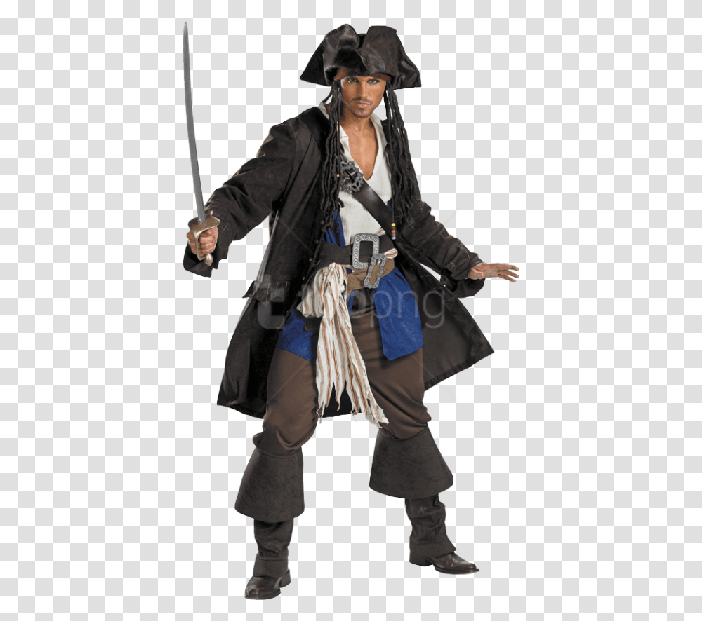 Captain Jack Sparrow Adult Costume, Person, Human, Pirate Transparent Png