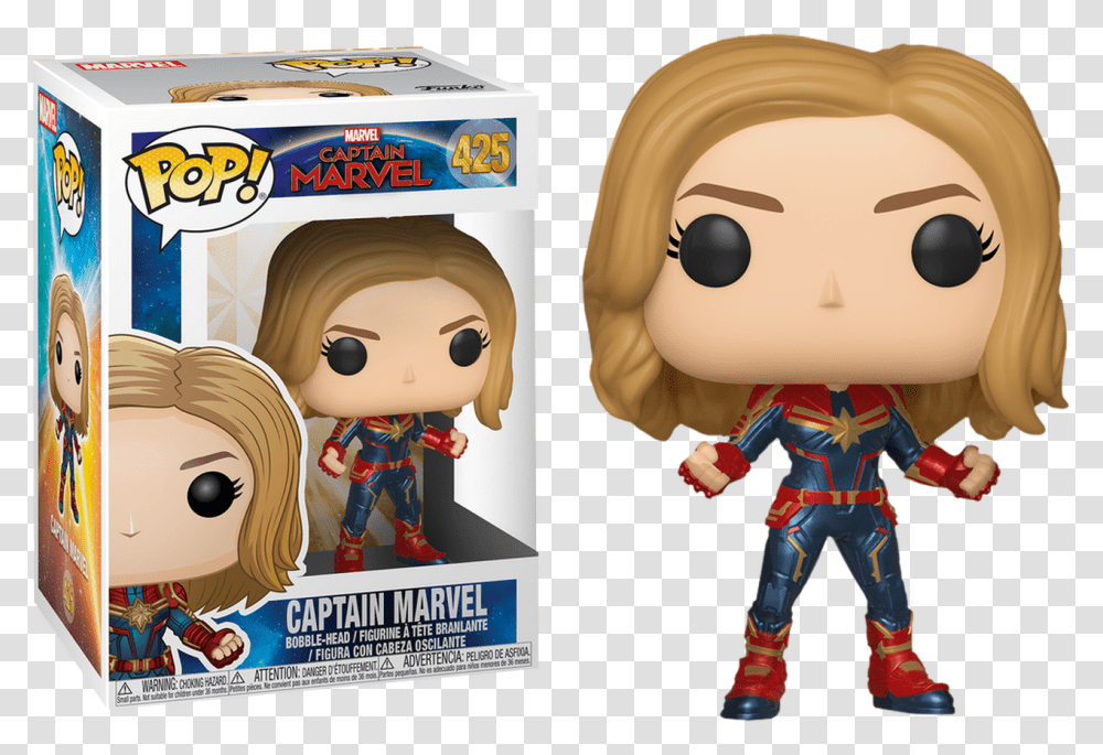 Captain Marvel Bobble Head, Doll, Toy, Person, Human Transparent Png
