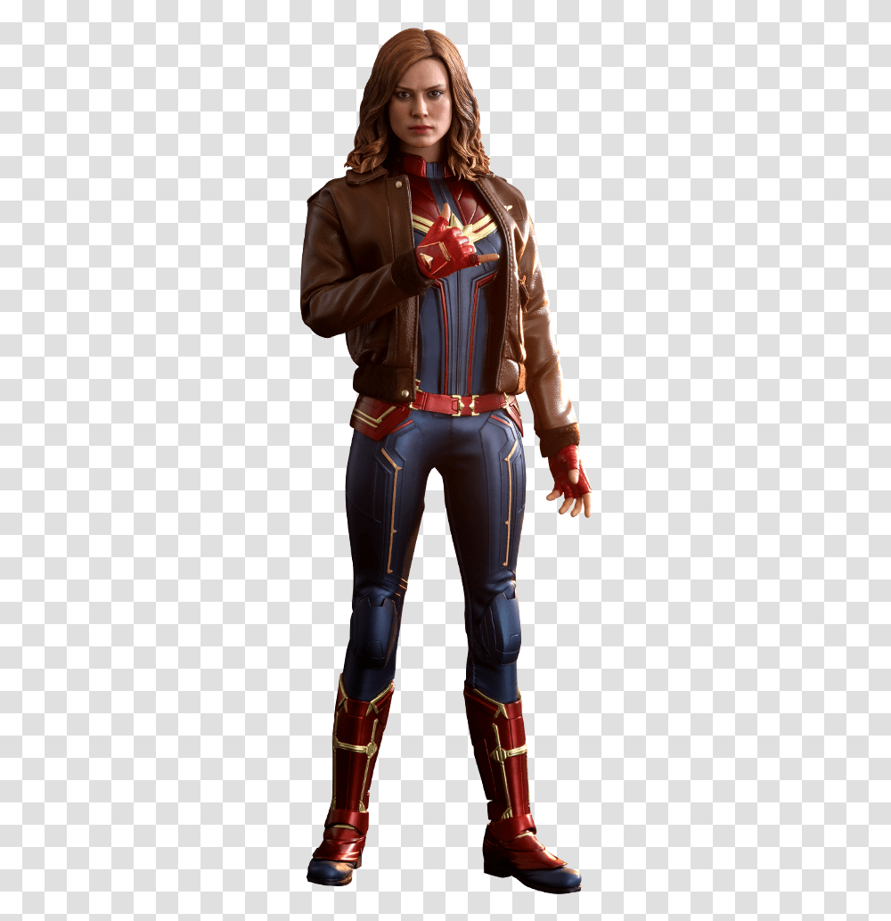 Captain Marvel Captain Marvel Costume With Jacket, Person, People, Figurine Transparent Png