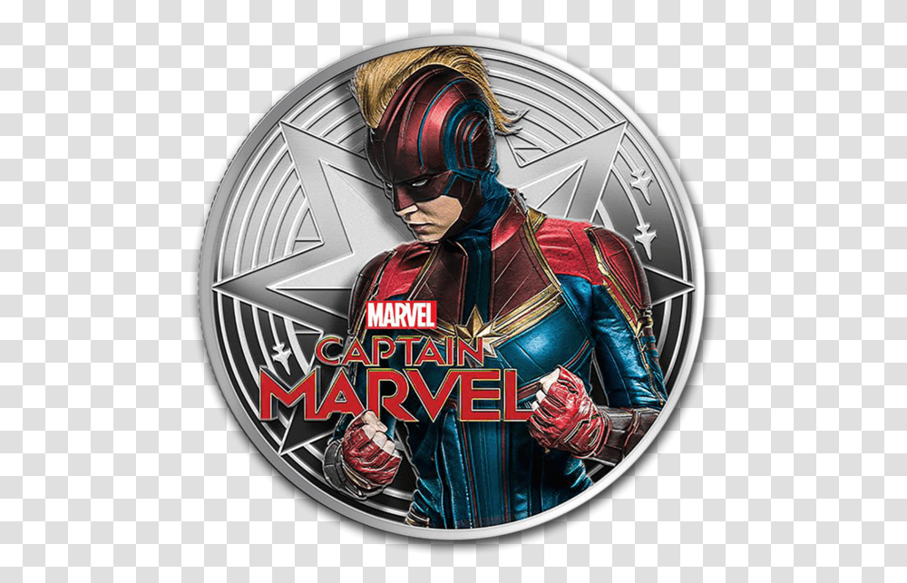 Captain Marvel Silver Coin, Person, Human, Money, Emblem Transparent Png