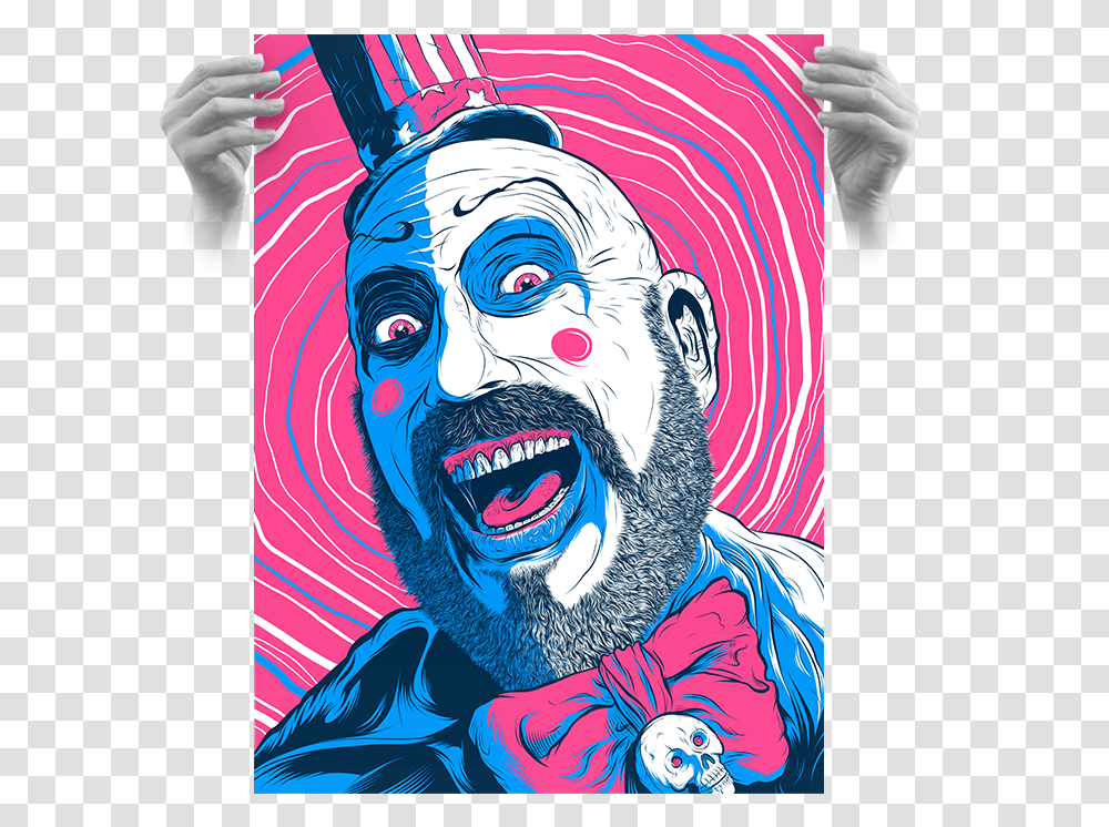 Captain Spaulding Hypno Clown Bubblegum Tar Man Zombie Art, Performer, Modern Art, Poster Transparent Png