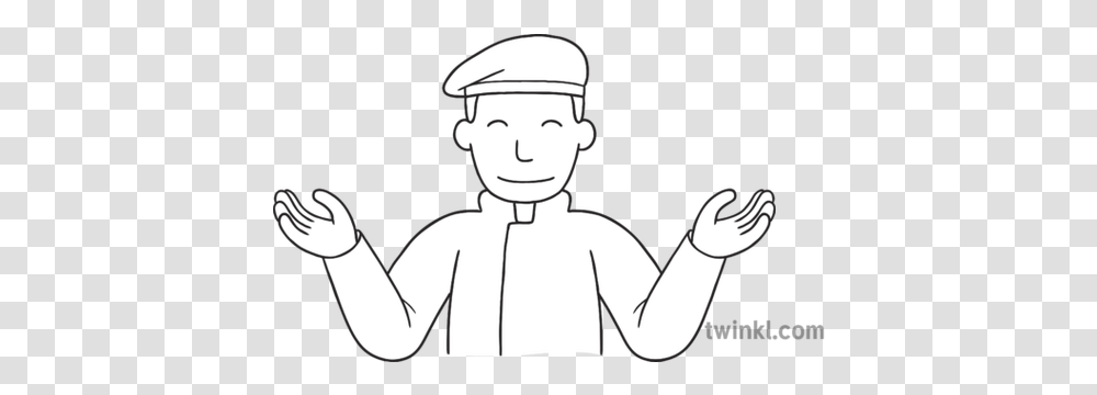 Captain Stomp Making Sign For Where Are You Arms Out Shrug Park Background Line Art, Sailor Suit, Stencil, Hand Transparent Png
