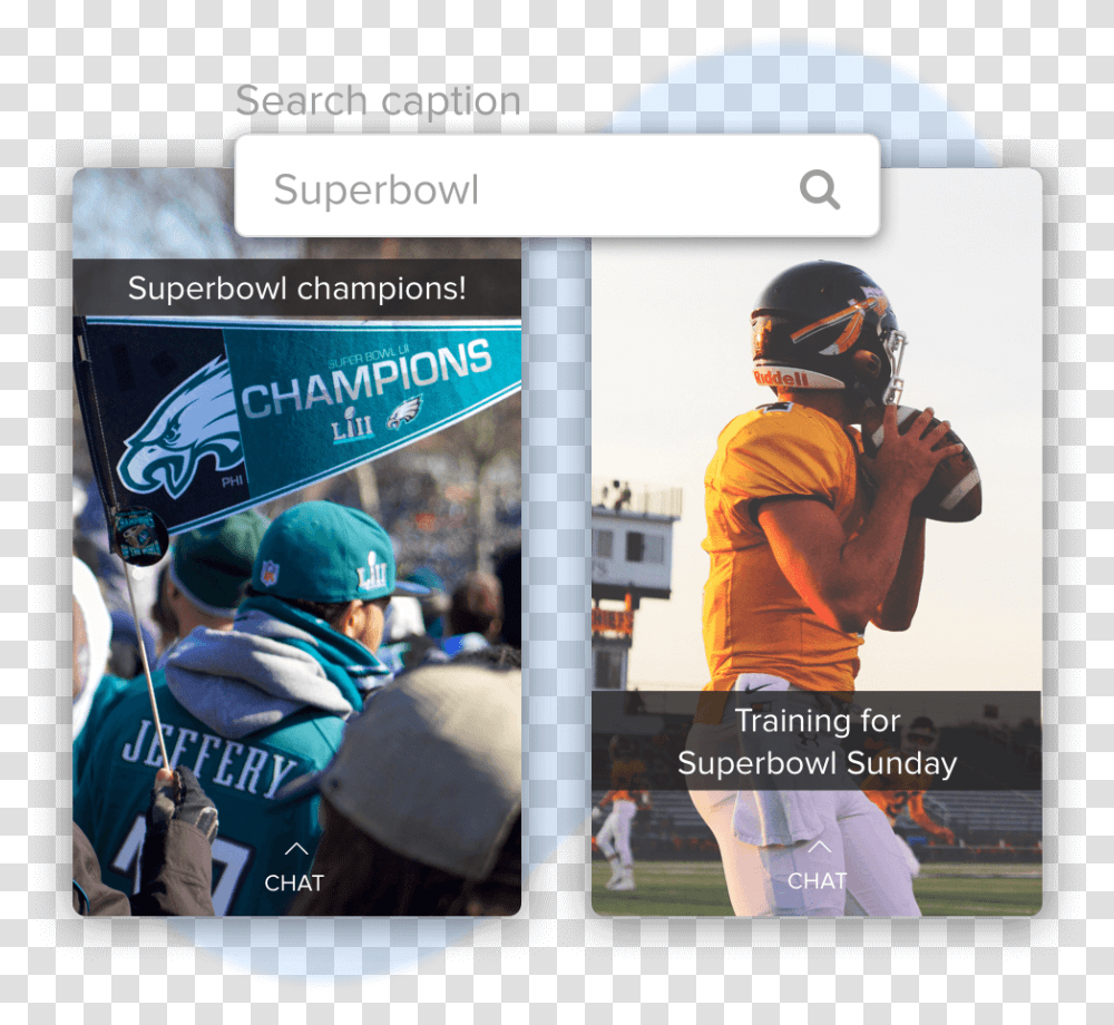 Caption Search Flyer Super Bowl, Helmet, Person, People Transparent Png