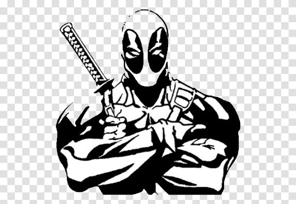 Car Decals Deadpool Black And White, Stencil, Ninja, Person, Human Transparent Png