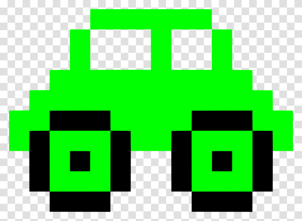 Car Drawing Pixel Art Pixelation Green, First Aid, Pac Man Transparent Png