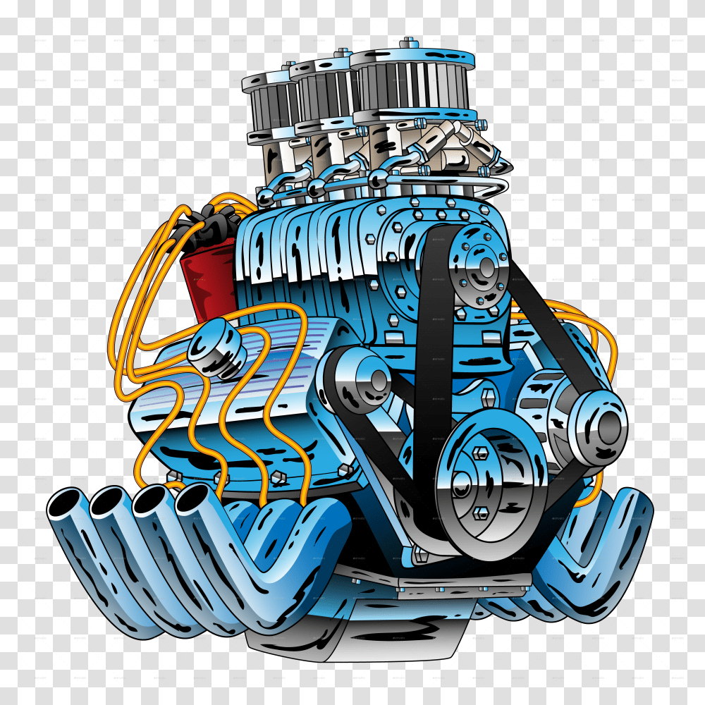 Car Engine Motor V8 Hot Rod, Machine, Art, Graffiti, Graphics Transparent Png