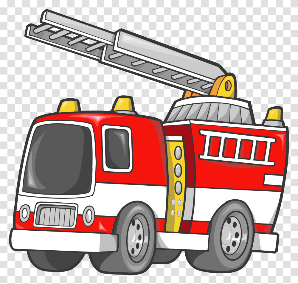 Car Fire Engine Firefighter Truck Clip Art Vector Cartoon Fire Truck Cartoon Firefighter, Vehicle, Transportation Transparent Png