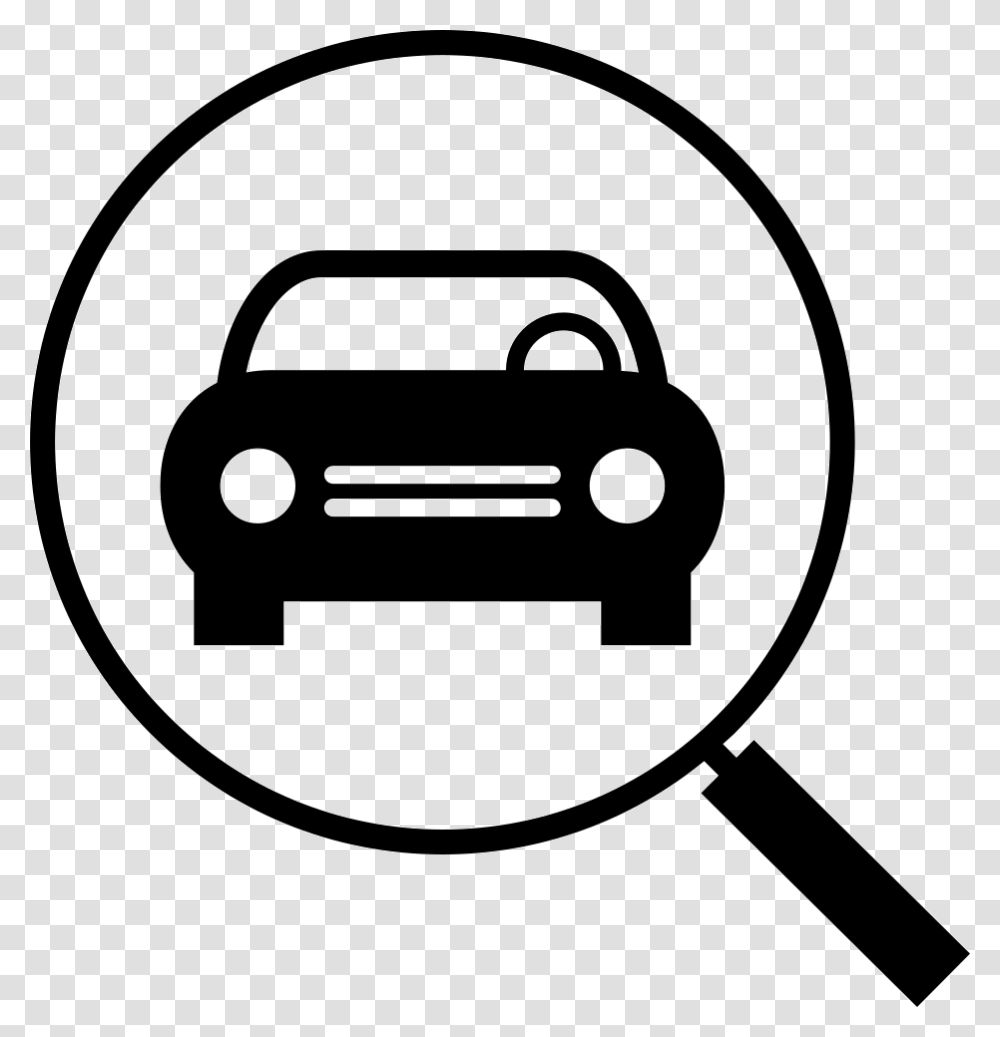 Car Front In Magnifier Glass Search Car Icon, Magnifying Transparent Png