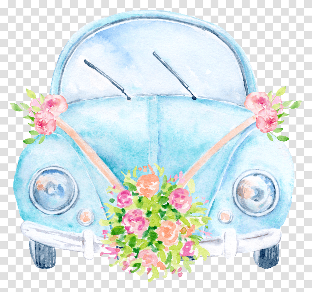 Car Invitation Volkswagen Wedding Free Hd Image Clipart Floral Design Transparent Png