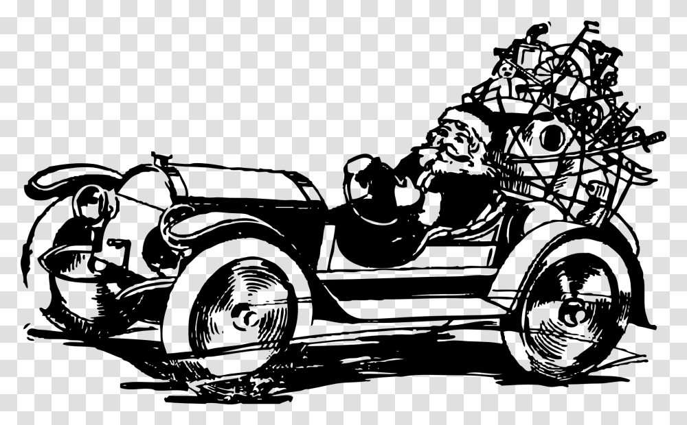Car Santa Claus Christmas Clip Art, Vehicle, Transportation, Model T, Antique Car Transparent Png
