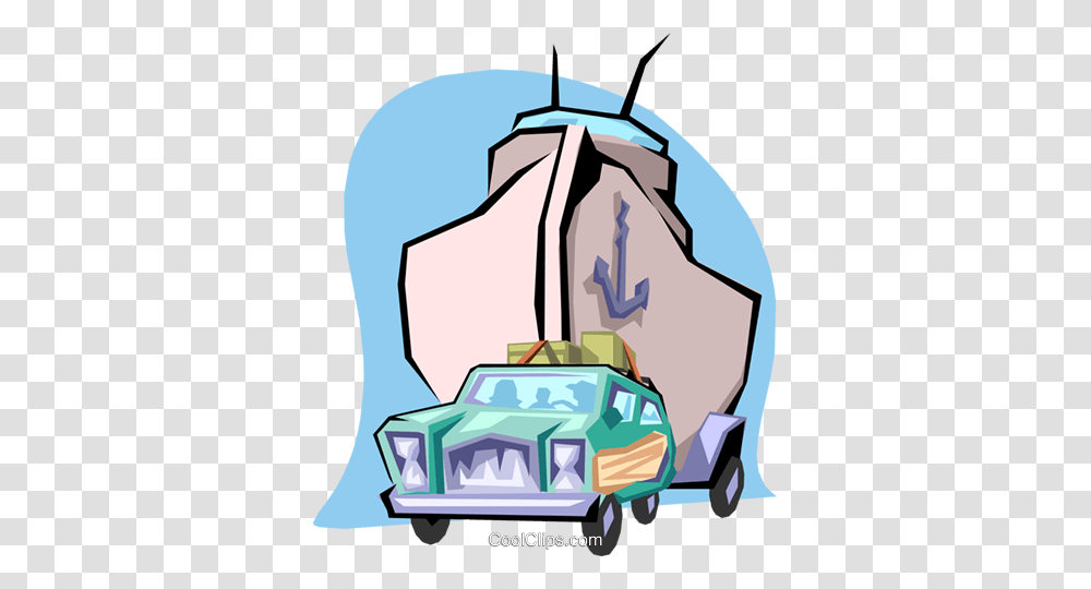 Car Towing A Boat Royalty Free Vector Clip Art Illustration, Vehicle, Transportation, Outdoors, Nature Transparent Png