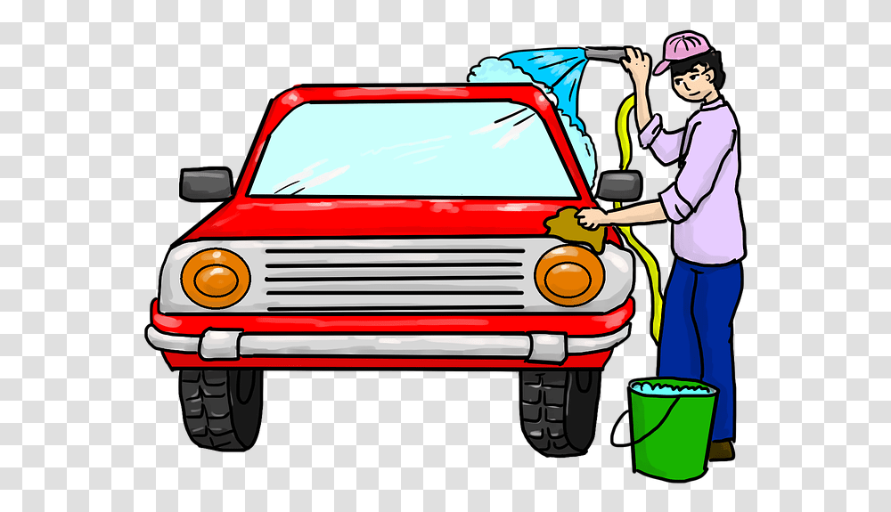 Car Wash Washing Vehicle Cleaning Car Wash Service Car Wash Cartoon, Person, Transportation, Truck, Fire Truck Transparent Png