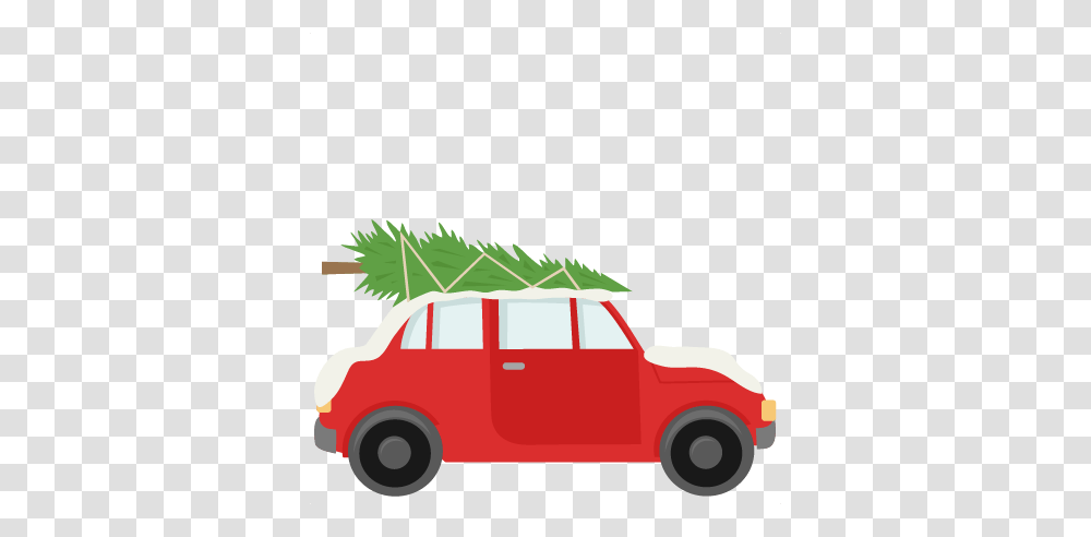 Car With Christmas Tree Scrapbook Cute Clipart, Vehicle, Transportation, Wheel, Machine Transparent Png