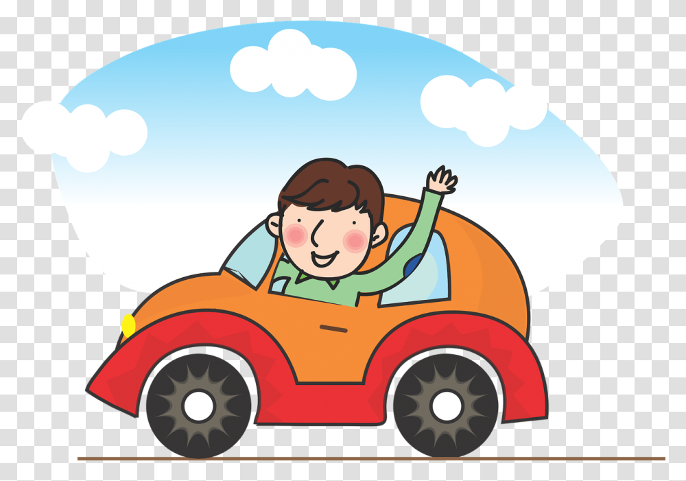 Car With Driver Cartoon, Vehicle, Transportation, Driving, Face Transparent Png