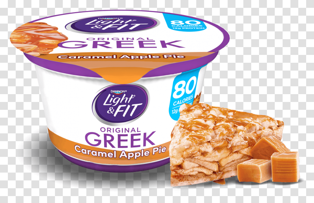 Caramel Apple Pie Greek Yogurt Caramel Apple Pie Dannon Light And Fit, Dessert, Food, Bread, Cake Transparent Png