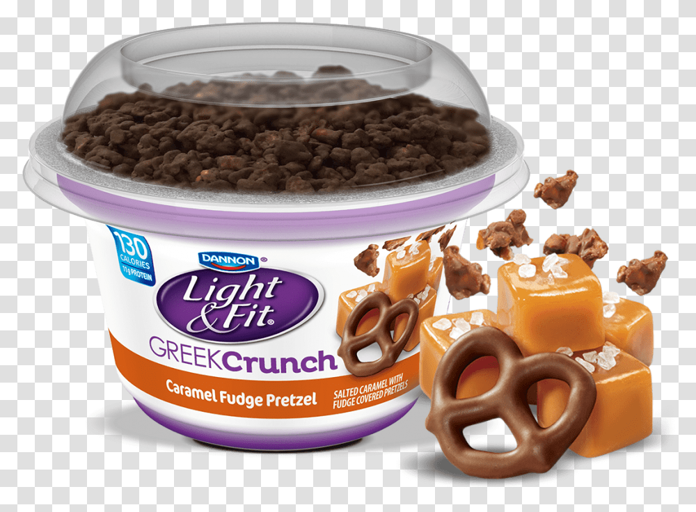 Caramel Fudge Pretzel Greek Crunch Light & Fit Greek Yogurt With Toppings, Food, Slow Cooker, Appliance, Bread Transparent Png