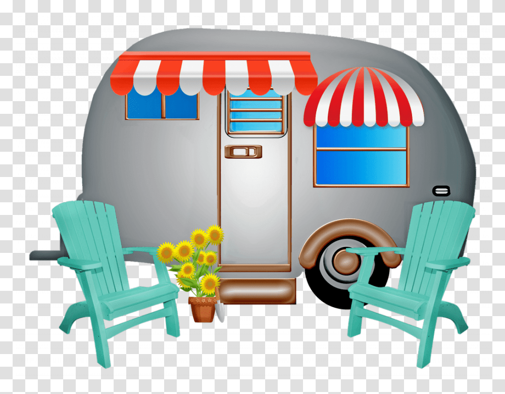 Caravane Colore Sur Fond, Vehicle, Transportation, Chair, Furniture Transparent Png