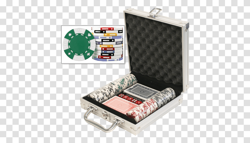 Card Suited Poker Chip Set With 100 Chips Poker, Briefcase, Bag, Luggage, First Aid Transparent Png