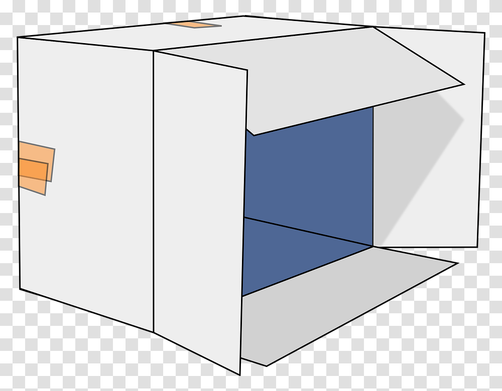 Cardboard Box Open Box Cardboard Empty Package Tipped Over Box, Furniture, Drawer, Envelope, Table Transparent Png