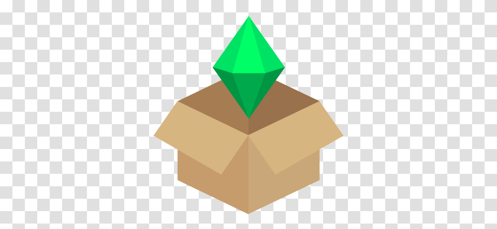 Cardboard Box With A Plumbob Emerging Sim File Share, Triangle, Gemstone, Jewelry, Accessories Transparent Png