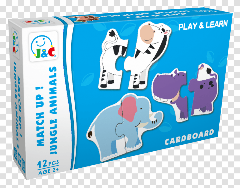 Cardboard Match Up Puzzle Jungle Animal Cardboard Match Up Puzzle Farm Animals, Label, Hand, Number Transparent Png