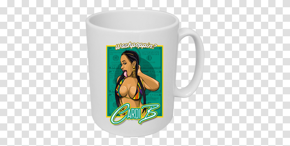 Cardi B Washpoppin Mug, Coffee Cup, Person, Human Transparent Png