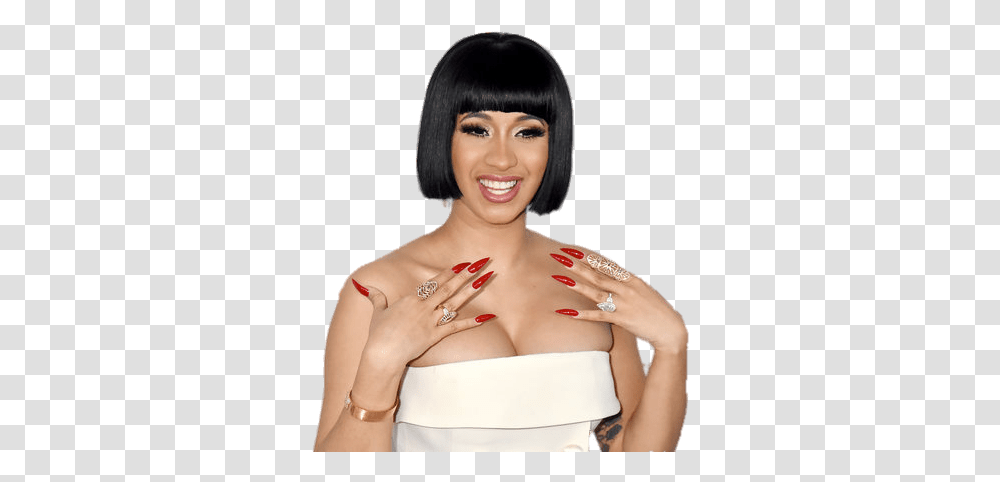 Cardi Cardi B With Short Hair, Person, Face, Manicure, Nail Transparent Png