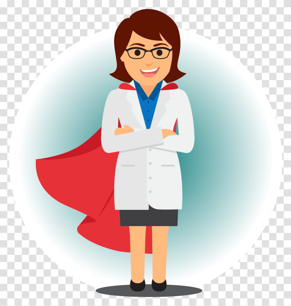 Care Provider Comes To You Cartoon Super Woman Doctor, Person, Human, Sphere, Standing Transparent Png