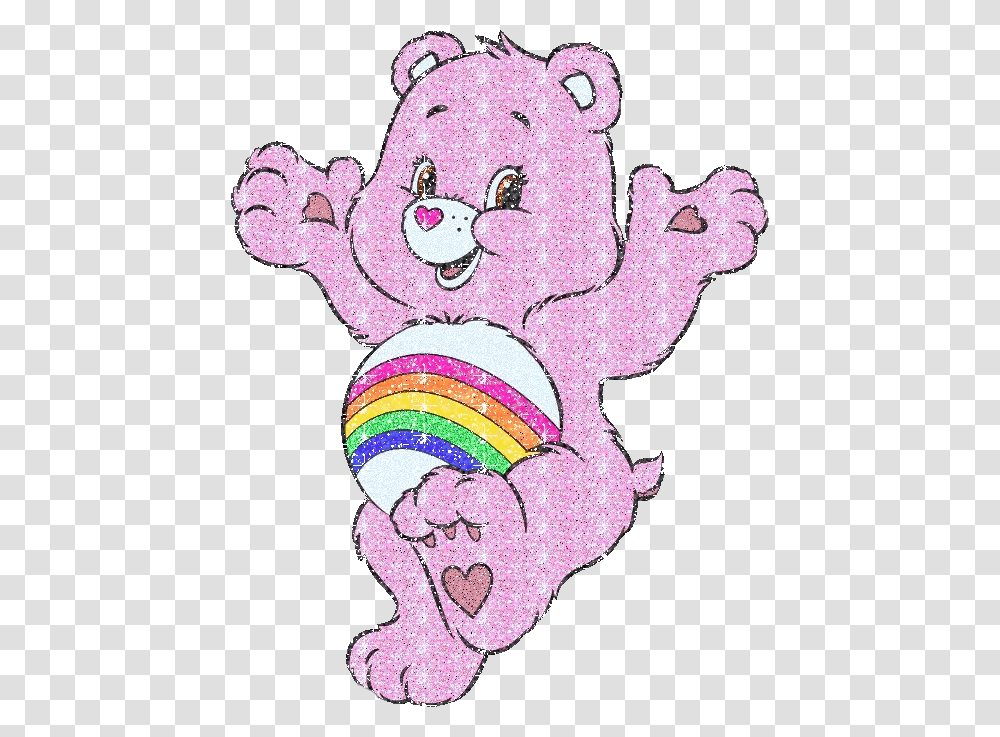 Carebear Cheerbear Pink Glitter Freetoedit Pink Care Bear Cartoon, Drawing, Person, Human, Plush Transparent Png