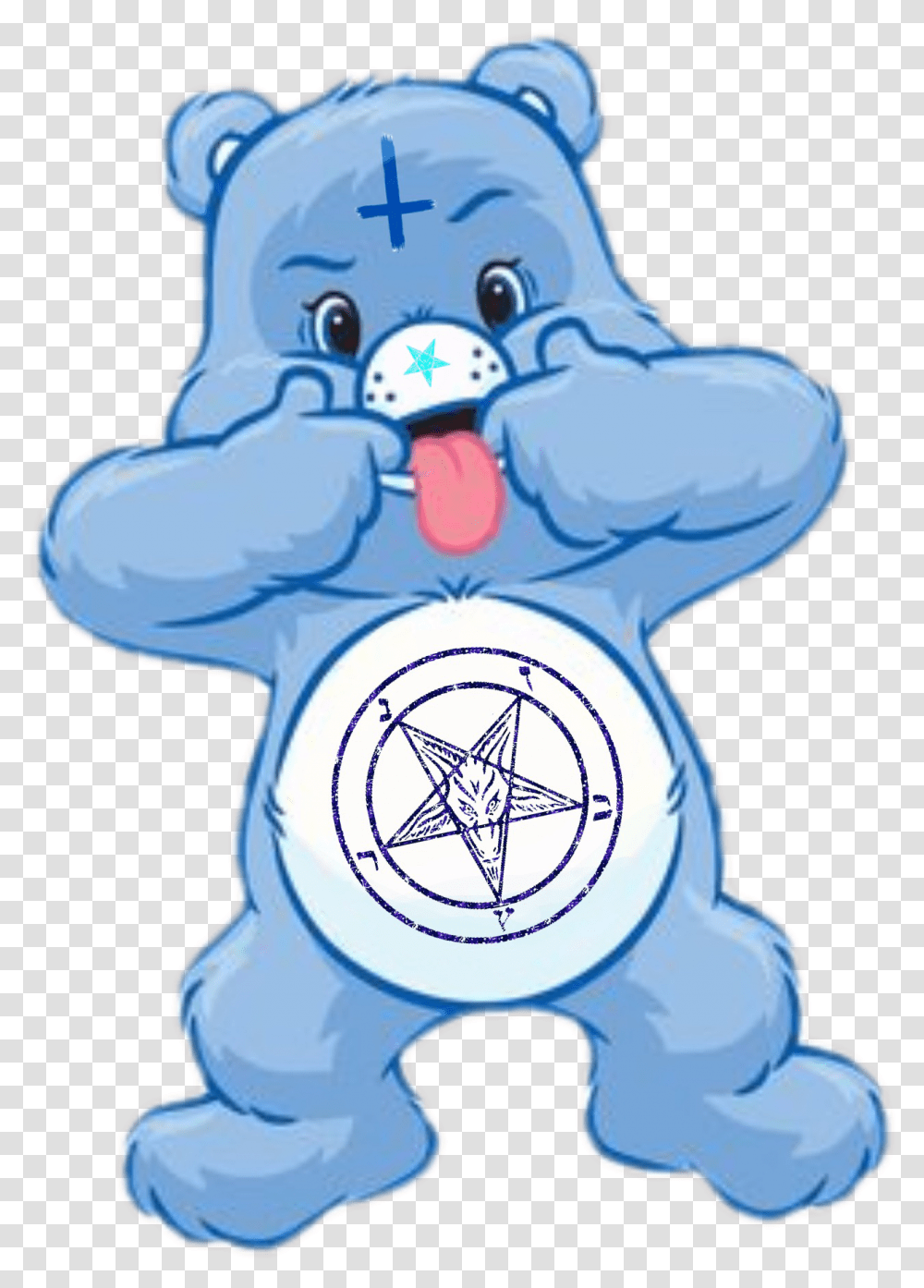 Carebear Goth Gothic Alternative Freetoedit Care Bears Blue One, Star Symbol, Logo Transparent Png