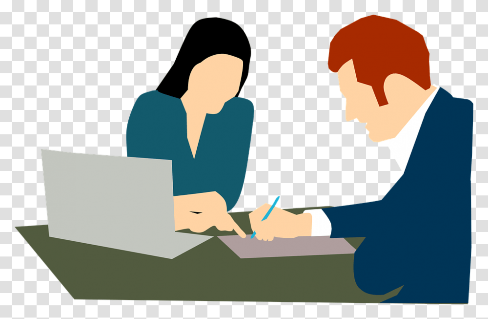 Career Counseling Employee And Employer Clipart, Person, Human, Sitting, Worker Transparent Png