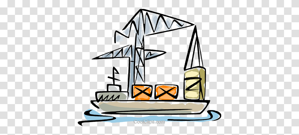 Cargo Ship Being Loaded With Containers Royalty Free Vector Clip, Transportation, Vehicle, Watercraft, Vessel Transparent Png