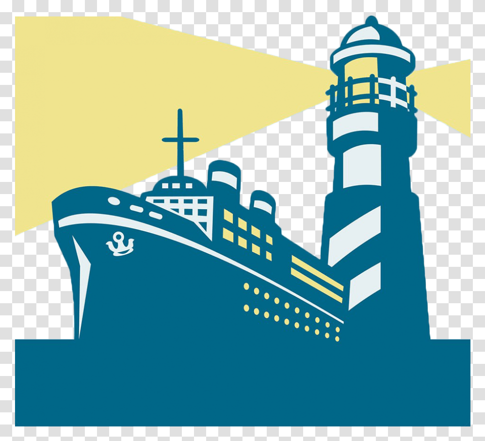 Cargo Ship Lighthouse Boat Clip Art Free Lighthouse And Ship, Tower, Architecture, Building, Dome Transparent Png