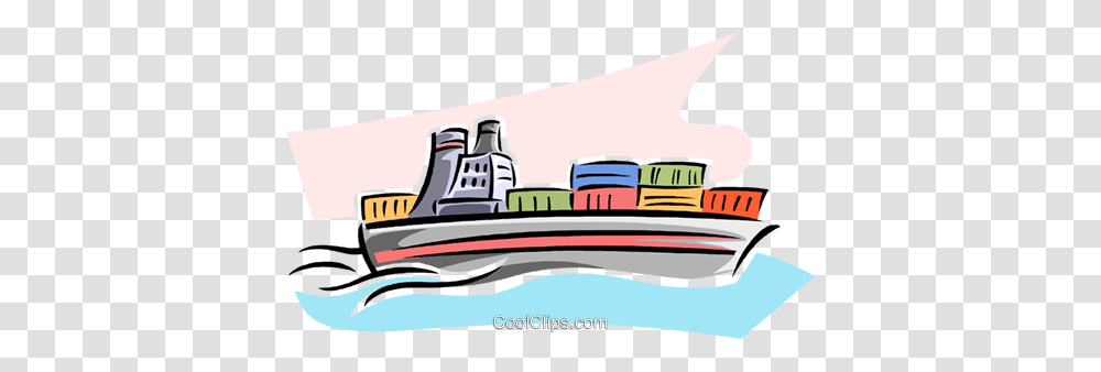 Cargo Ship Royalty Free Vector Clip Art Illustration, Vehicle, Transportation, Boat, Yacht Transparent Png