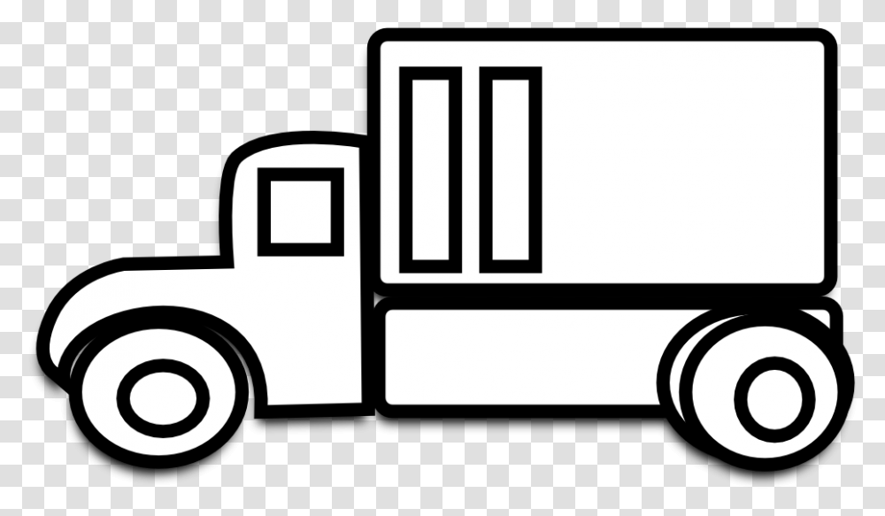 Cargo Truck Clipart Truck Clipart Black And White, Furniture, Vehicle, Transportation, Bed Transparent Png