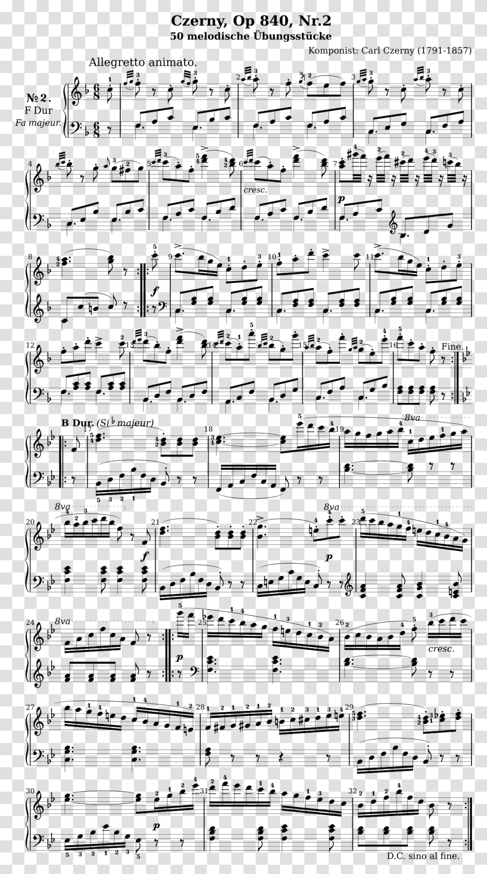 Carl Czerny Op 840 Nr Sheet Music, Gray, World Of Warcraft Transparent Png