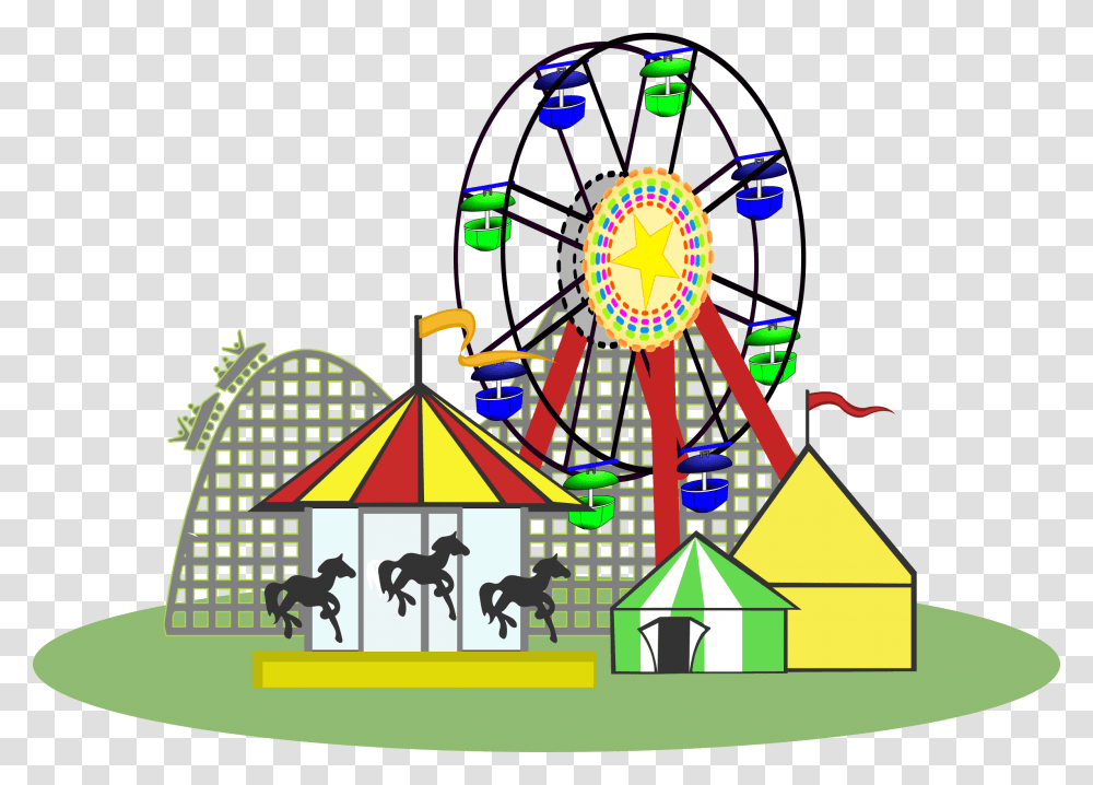 Carnival Cliparts, Amusement Park, Ferris Wheel, Theme Park, Clock Tower Transparent Png