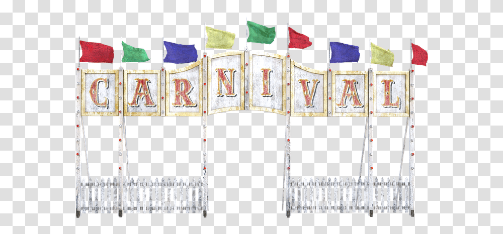 Carnival Entrance Sign Flags Wooden Banner Enter Baluster, Word, Gate Transparent Png