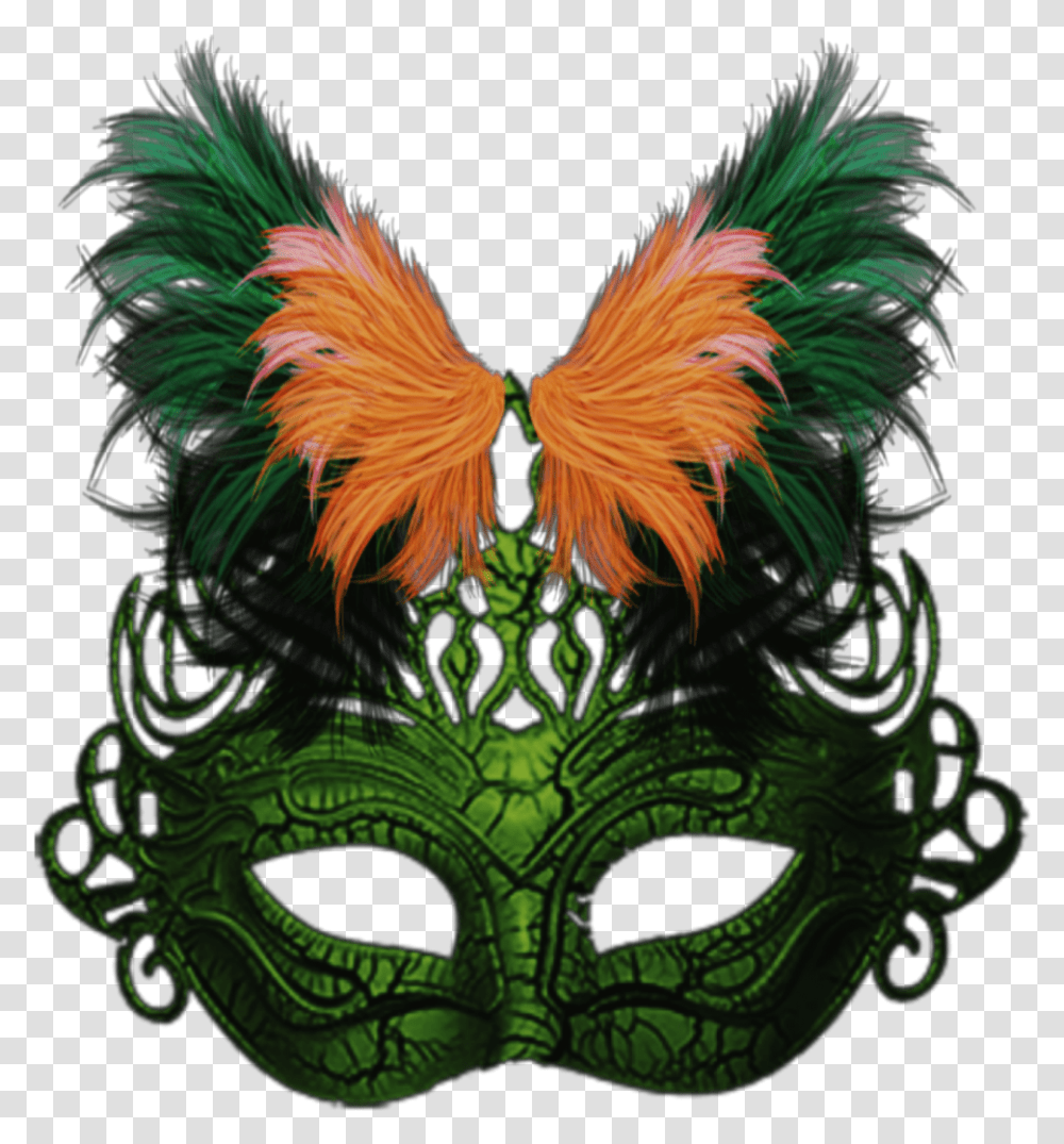 Carnival Mask Purple And Teal Feather Transparent Png