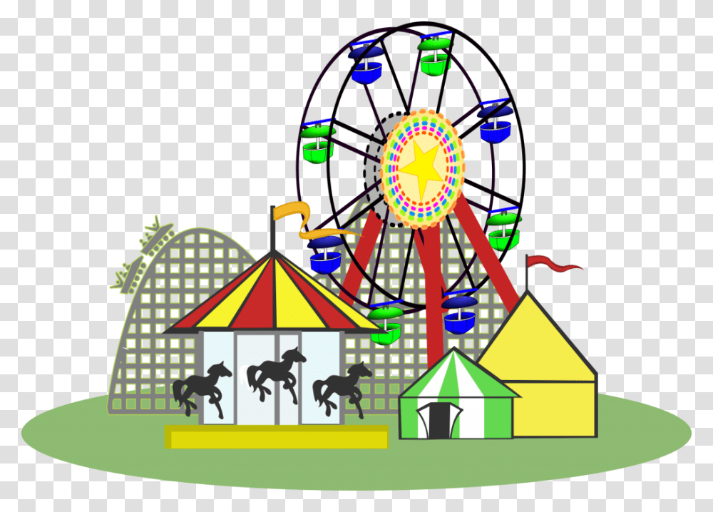 Carnival Pic, Amusement Park, Theme Park, Ferris Wheel, Clock Tower Transparent Png